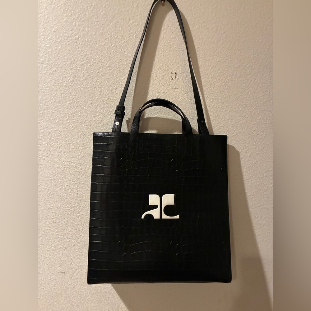 Courreges Crocodile Embossed Tote Bag